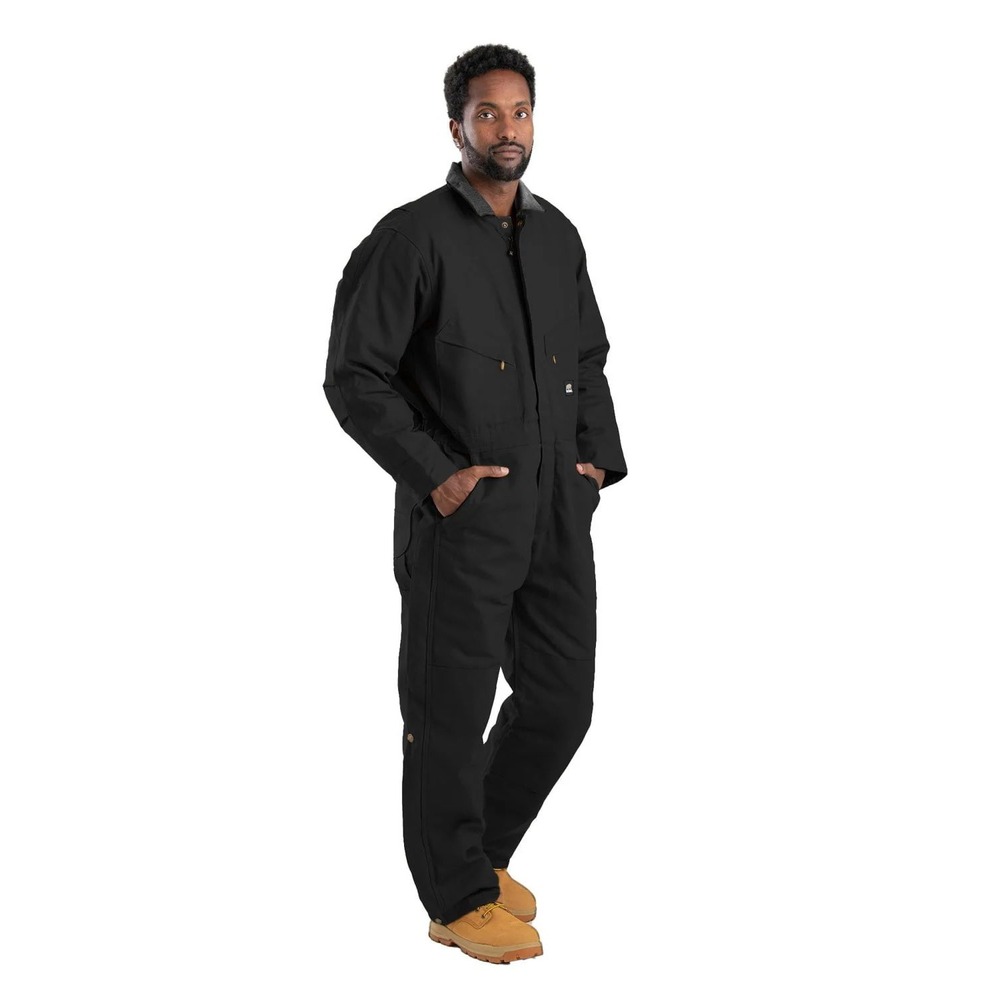 Berne Mens XL Insulated Cotton Duck Coveralls Black Workwear long sleeve‎ Sz XL